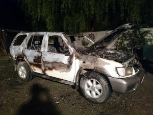 Car gutted by petrol bomb