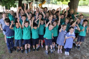 Students singing in unison