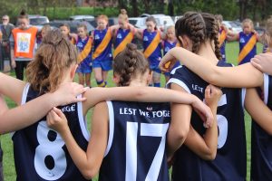 Girls don Anzac jumpers