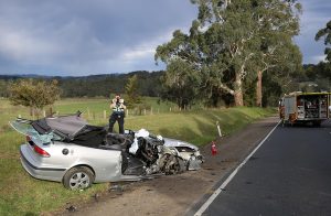 Woman injured in crash