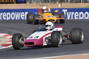 Historic car racer in pole position