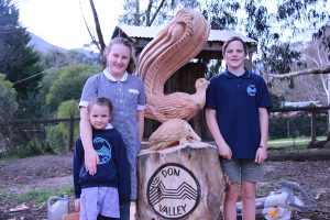 school unveils wooden mascot