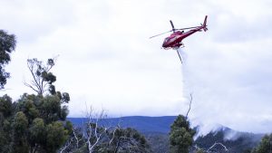 Aircraft above for water bombing drill