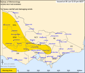 Heavy rainfall and damaging winds expected
